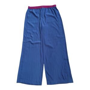 Jennifer Hudson Collection Pants Women L Blue Wide Leg Elastic Waist Lightweight